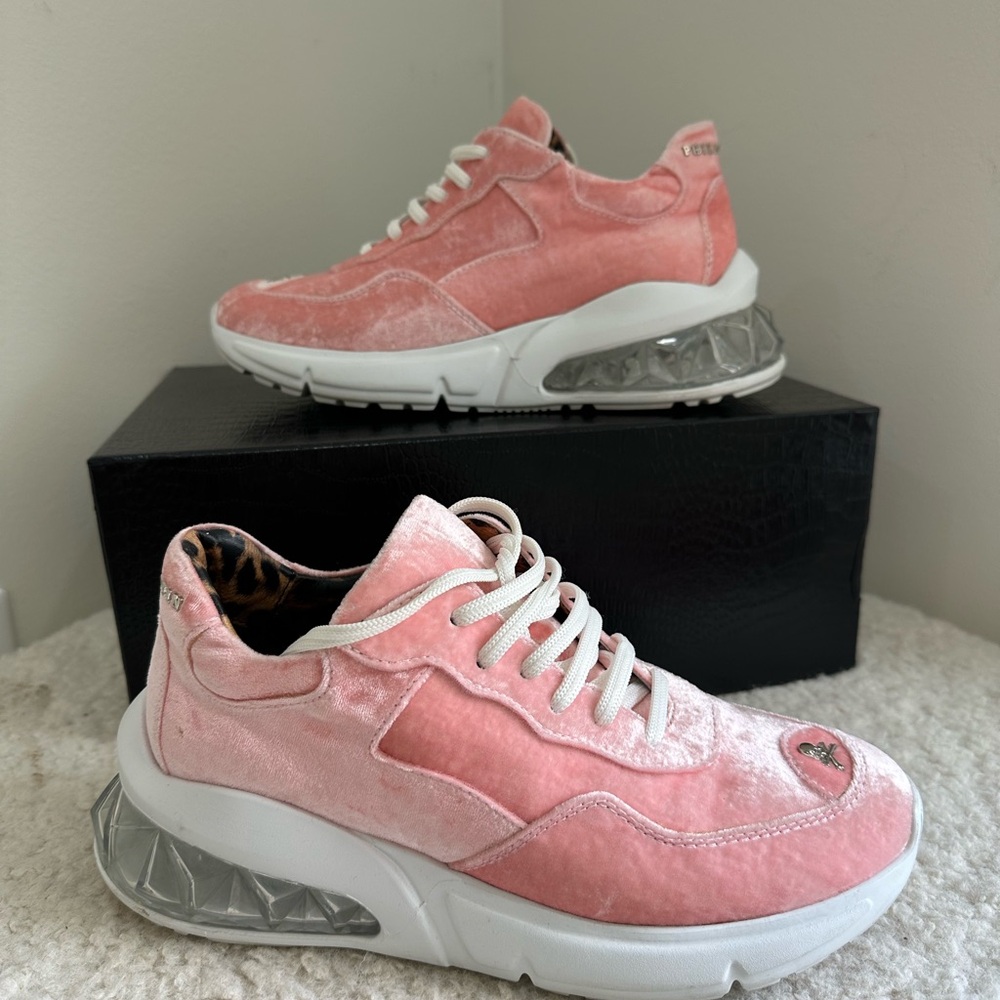 Philipp Plein Pink Velvet Runner Sneakers. Size 38